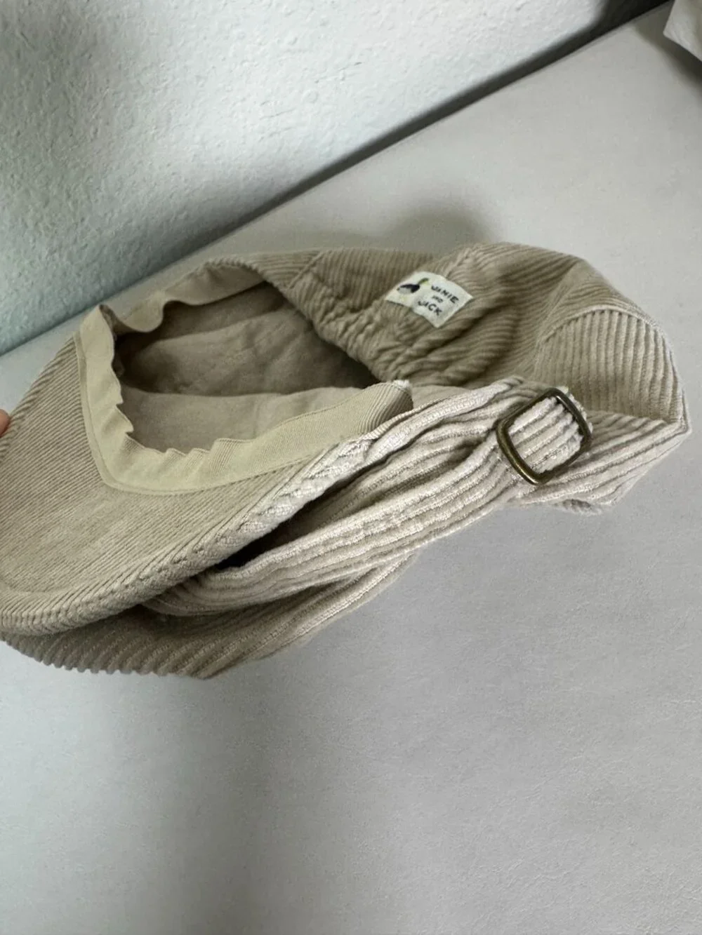 Janie And Jack Kids Beige Corduroy Newsboy Hat 4T-5T Adjustable Strap